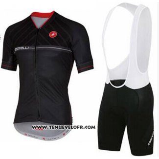 2016 Maillot Ciclismo Castelli Gris Noir Manches Courtes et Cuissard