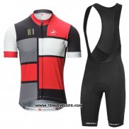 2016 Maillot Ciclismo Castelli Rouge et Noir Manches Courtes et Cuissard