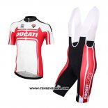 2016 Maillot Ciclismo Ducati Blanc et Rouge Manches Courtes et Cuissard