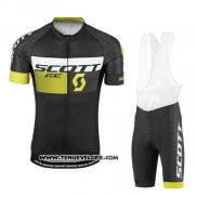 2016 Maillot Ciclismo Scott Noir Jaune Manches Courtes et Cuissard