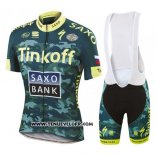2016 Maillot Ciclismo Tinkoff Saxo Bank Jaune et Vert Manches Courtes et Cuissard