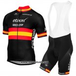 2017 Maillot Ciclismo Etixx Quick Step Champion Espagne Jaune et Noir Manches Courtes et Cuissard