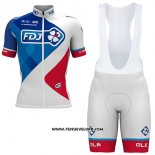 2017 Maillot Ciclismo FDJ Blanc Manches Courtes et Cuissard
