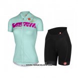 2017 Maillot Ciclismo Femme Castelli Bleu Clair Manches Courtes et Cuissard