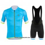 2017 Maillot Ciclismo Giordana Silver Line Azur Manches Courtes et Cuissard