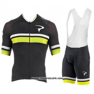 2017 Maillot Ciclismo Pinarello Noir et Jaune Manches Courtes et Cuissard