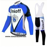 2017 Maillot Ciclismo Tinkoff Bleu Manches Longues et Cuissard