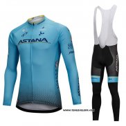 2018 Maillot Ciclismo Astana Bleu Manches Longues et Cuissard