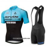 2018 Maillot Ciclismo Cervelo Bleu et Noir Manches Courtes et Cuissard