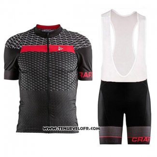 2018 Maillot Ciclismo Craft Route Noir et Rouge Manches Courtes et Cuissard