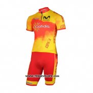 2018 Maillot Ciclismo Espagne Confidis Orange Manches Courtes et Cuissard