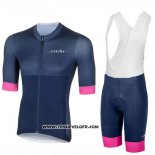 2018 Maillot Ciclismo Femme RH+ Fonce Bleu Manches Courtes et Cuissard