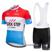 2018 Maillot Ciclismo Quick Step Floors Rouge Blanc Bleu Manches Courtes et Cuissard