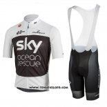 2018 Maillot Ciclismo Sky Blanc Noir Manches Courtes et Cuissard