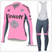 2018 Maillot Ciclismo Tinkoff Rose Manches Longues et Cuissard