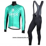 2019 Maillot Ciclismo Bianchi Milano FT Bleu Noir Manches Longues et Cuissard