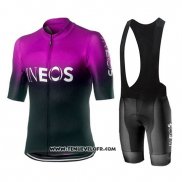 2019 Maillot Ciclismo Castelli Ineos Noir Violet Manches Courtes et Cuissard