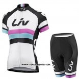 2019 Maillot Ciclismo Femme Liv Blanc Noir Manches Courtes et Cuissard