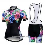 2019 Maillot Ciclismo Femme Weimostar Noir Vert Rose Manches Courtes et Cuissard