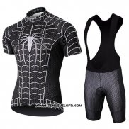 2019 Maillot Ciclismo Marvel Heros Spider Man Noir Manches Courtes et Cuissard