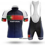 2020 Maillot Ciclismo Champion Portugal Bleu Vert Rouge Manches Courtes et Cuissard