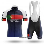 2020 Maillot Ciclismo Champion Portugal Bleu Vert Rouge Manches Courtes et Cuissard