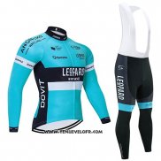 2020 Maillot Ciclismo Leopard Natural Bleu Noir Manches Longues et Cuissard