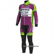 2020 Maillot Cyclisme Bardiani Csf Violet Vert Manches Longues et Cuissard