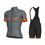 2021 Maillot Cyclisme ALE Gris Orange Manches Courtes et Cuissard