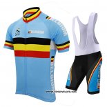 2021 Maillot Cyclisme Belgique Azur Manches Courtes et Cuissard