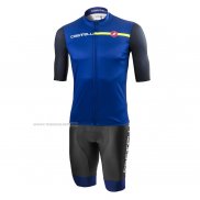 2021 Maillot Cyclisme Castelli Bleu Manches Courtes et Cuissard(1)