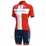 2021 Maillot Cyclisme Femme Movistar Champion Danemark Manches Courtes et Cuissard