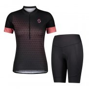 2021 Maillot Cyclisme Femme Scott Noir Rosa Manches Courtes et Cuissard