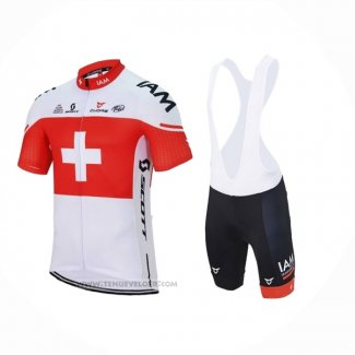 2023 Maillot Cyclisme IAM Blanc Rouge Manches Courtes et Cuissard