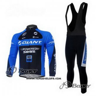 2011 Maillot Ciclismo Giant Bleu et Noir Manches Longues et Cuissard