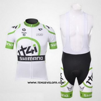 2012 Maillot Ciclismo 1t4i Blanc et Vert Manches Courtes et Cuissard