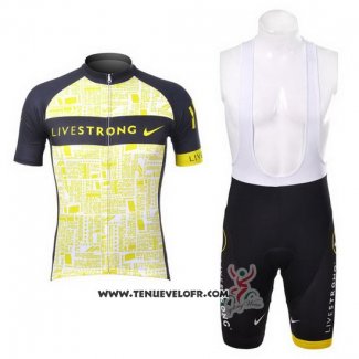 2012 Maillot Ciclismo Livestrong Noir et Jaune Manches Courtes et Cuissard