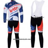 2012 Maillot Ciclismo Lotto Belisol Blanc et Bleu Manches Longues et Cuissard
