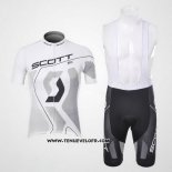 2012 Maillot Ciclismo Scott Blanc et Gris Manches Courtes et Cuissard