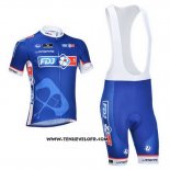 2013 Maillot Ciclismo FDJ Bleu Manches Courtes et Cuissard