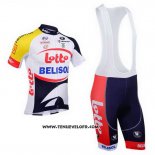 2013 Maillot Ciclismo Lotto Belisol Violet et Blanc Manches Courtes et Cuissard