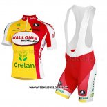 2013 Maillot Ciclismo Wallonie Bruxelles Jaune et Rouge Manches Courtes et Cuissard