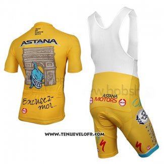 2014 Maillot Ciclismo Astana Jaune Manches Courtes et Cuissard