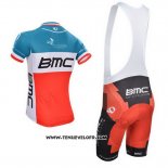 2014 Maillot Ciclismo BMC Champion Italie Bleu et Orange Manches Courtes et Cuissard