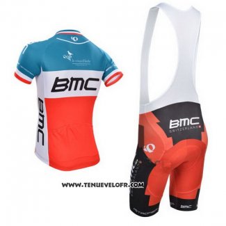 2014 Maillot Ciclismo BMC Champion Italie Bleu et Orange Manches Courtes et Cuissard