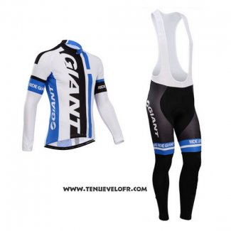 2014 Maillot Ciclismo Giant Blanc et Azur Manches Longues et Cuissard