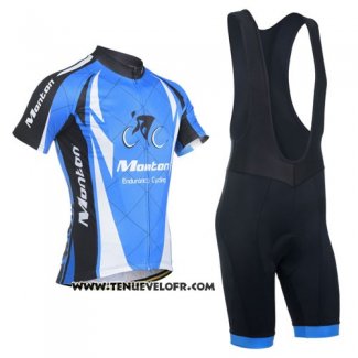 2014 Maillot Ciclismo Monton Bleu et Noir Manches Courtes et Cuissard