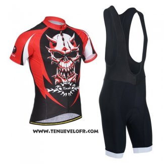 2014 Maillot Ciclismo Monton Rouge Noir Manches Courtes et Cuissard