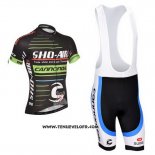 2014 Maillot Ciclismo Sho-Air Cannondale Noir et Vert Manches Courtes et Cuissard