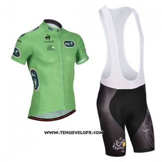 2014 Maillot Ciclismo Tour DE France Vert Manches Courtes et Cuissard